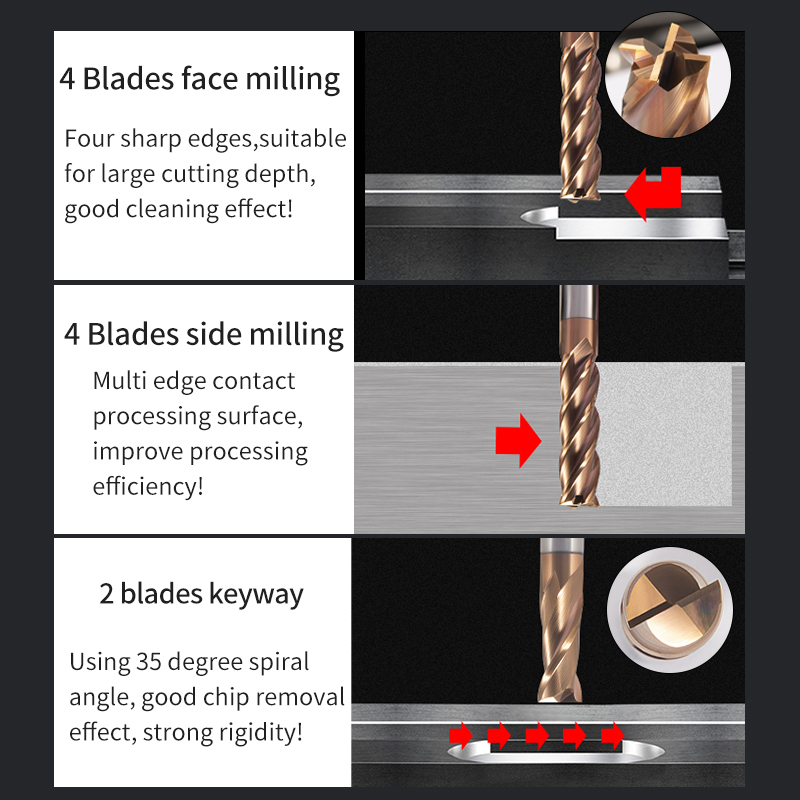 60-Degree Two-Flute End Mill Tungsten Steel Carbide CNC Tool