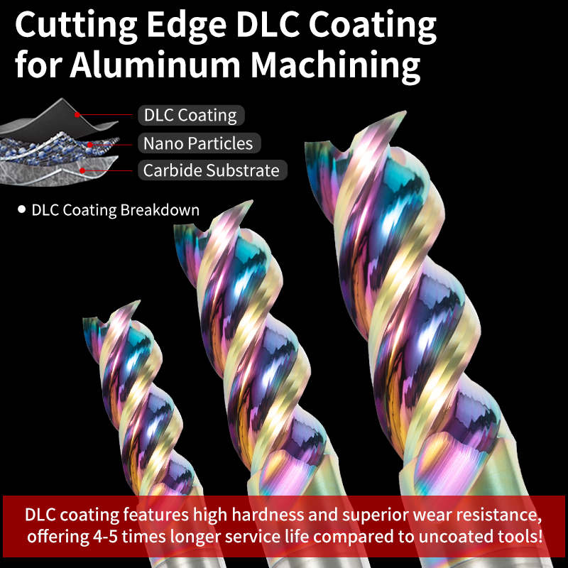 60-Degree Aluminum Milling Cutter Tungsten Steel Rainbow Carbide Three-Flute End Mill