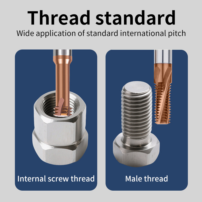 Super Hard Three-Flute Tungsten Steel Thread Milling Cutter Alloy Thread Mill M1/M1.2/M1.4/M1.6/M2/M2.5/M3/M4-M24