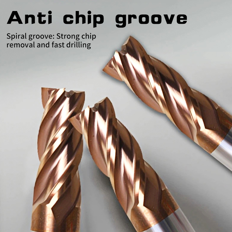 Tungsten steel alloy 60-degree flat-bottom end mill, carbide 4-flute