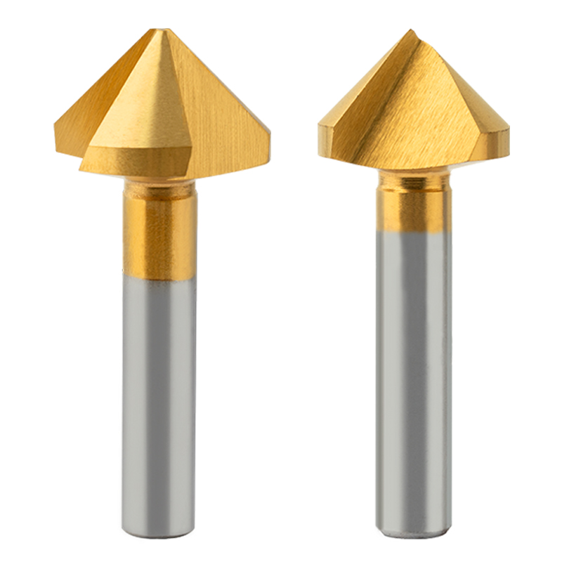 90-Degree Chamfer Cutter with Cobalt, Titanium-Coated, Straight Shank, for Aluminum