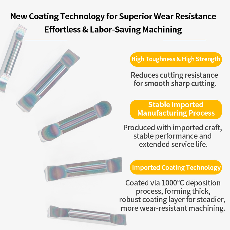 CNC Grooving Inserts for Stainless Steel, Solid Bar Machine, Hard Steel