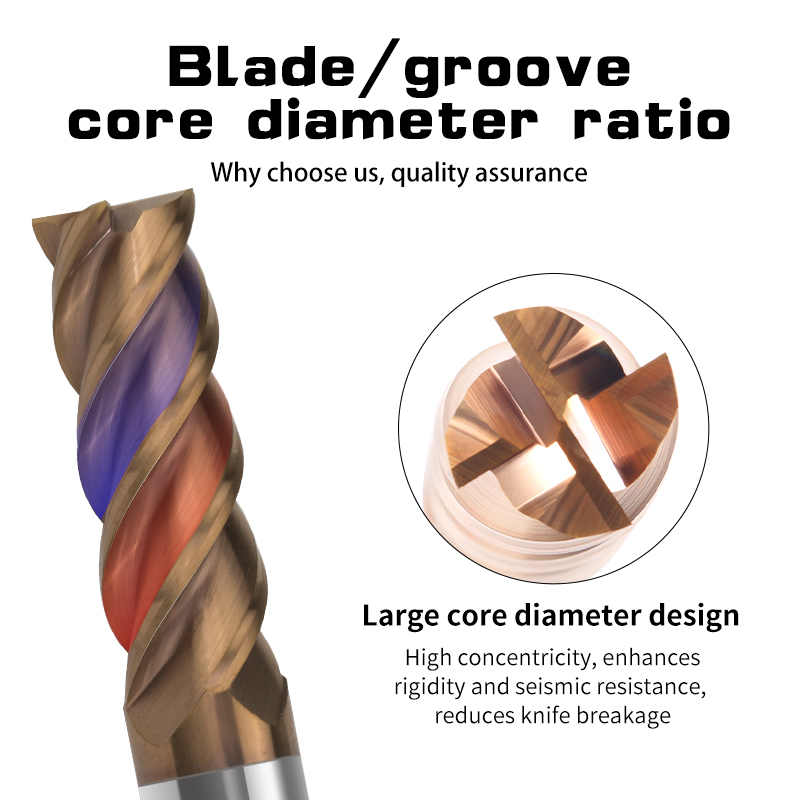 Tungsten steel alloy 60-degree flat-bottom end mill, carbide 4-flute