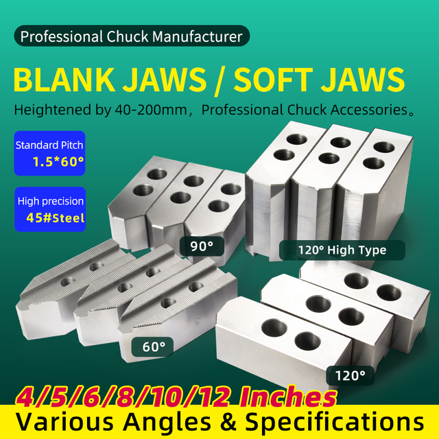 Hydraulic Chuck 60-Degree Lathe Hydraulic Jaw Heightened Lengthened and Thickened