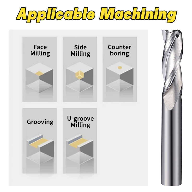 CNC 70-Degree Metal-Ceramic Solid Alloy Flat Bottom 4-Flute End Mill