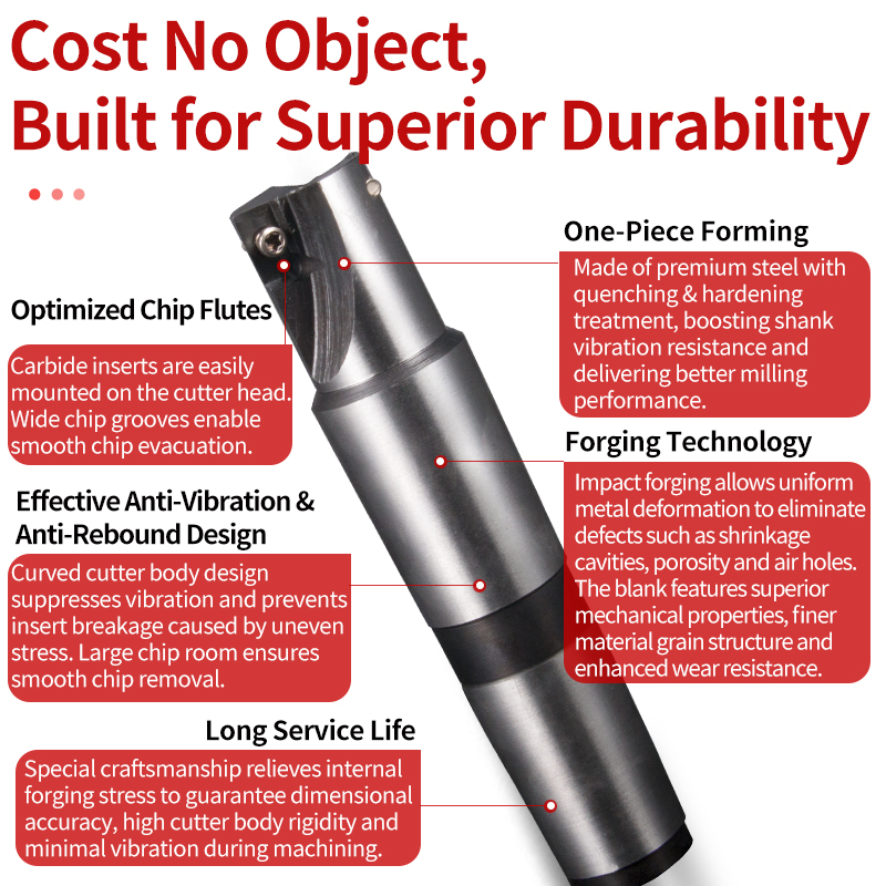 Indexable Face Mill with Tapered Shank Mt4 CNC Milling Cutter Holder