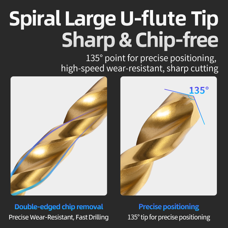 M42 High-Cobalt Tyrant Drill Bit for Stainless Steel, Titanium-Coated Co8 Twist Drill