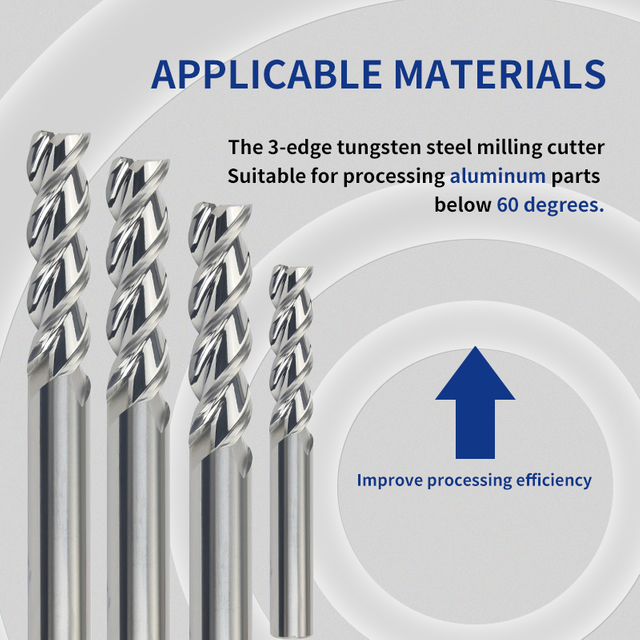60-Degree Aluminum End Mill Tungsten Carbide 3-Flute Extended CNC Alloy Tool