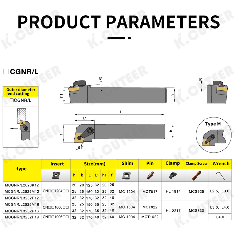 CNC Lathe Tool 90-Degree External Turning Tool Holder Mcgnr Reversible Cutting