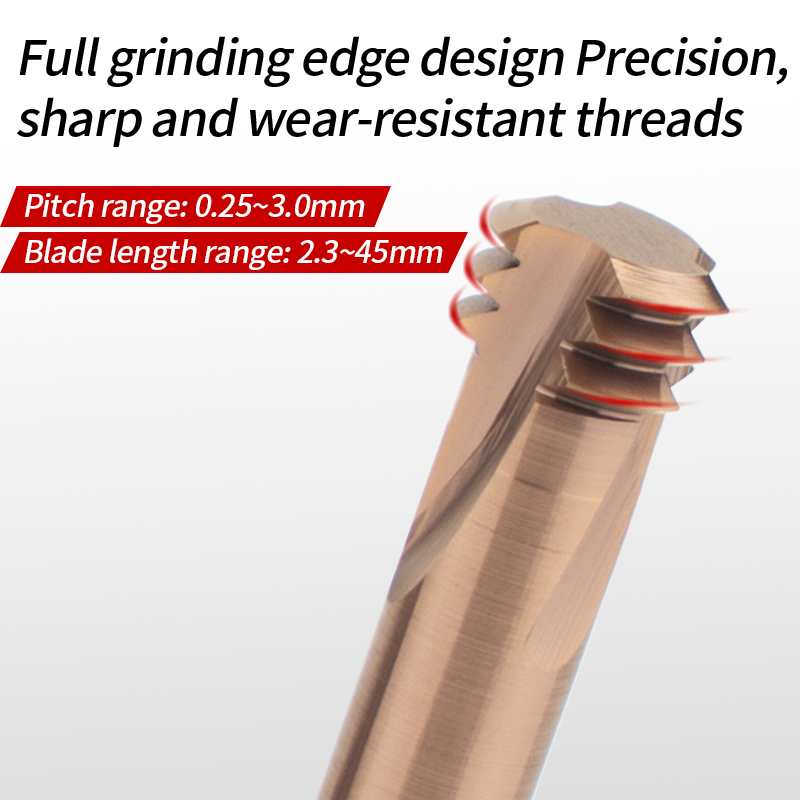 Super Hard Three-Flute Tungsten Steel Thread Milling Cutter Alloy Thread Mill M1/M1.2/M1.4/M1.6/M2/M2.5/M3/M4-M24